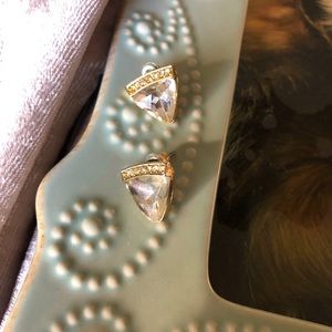 Triangular Gem Stud Earrings